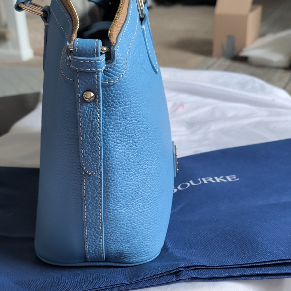 Dooney & Bourke Sky Blue Pebbled Leather Top-Handle Satchel - Picture 6 of 7